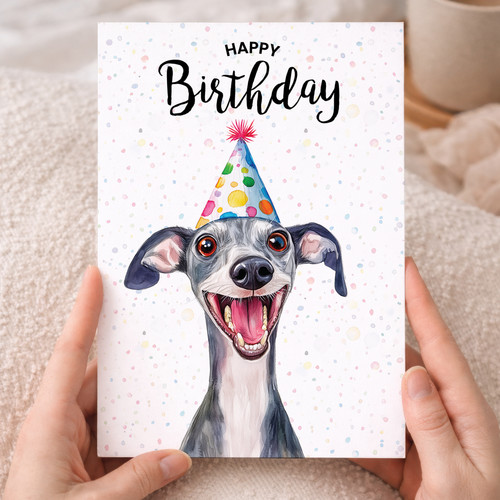 Whippet dog birthday card - dog,
