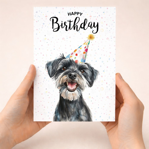 Schnauzer dog birthday card - birthday,