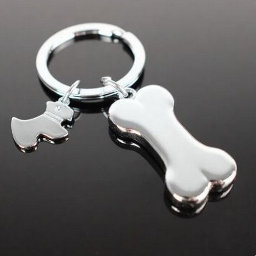 Dog and bone metal - and, keyring