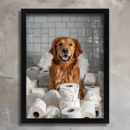 Funny dog bathroom wall - dog,