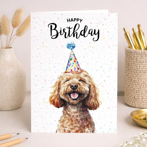 Cockerpoo dog birthday - cockerpoo, card